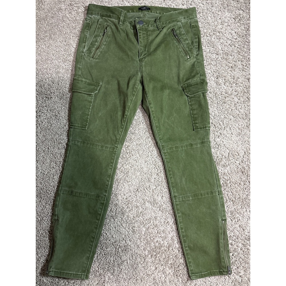 Women's Loft Petites Olive Green Cargo Pants 6P Utility Moto Slim Ankle Zip